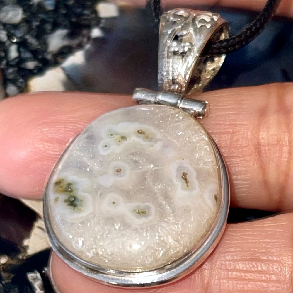 White Solar Quartz Pendant 1 7/8”